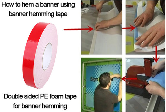 Double Sided PE Foam Tape with Custom Thickness and Temperature Resistance for Banner Seaming
