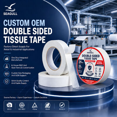 High-Tack-Acryl-Klebstoff doppelseitige Tissue-Papier-Tape-Rolle zum Lamieren